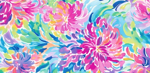 Fototapeta na wymiar lilly pulitzer fabric dune beach collection hyacinth pink colorful floral Creative watercolor