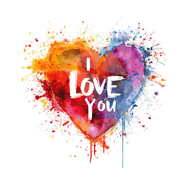 Fototapeta Heart with inscriptions I love you. Valentine day. Vector illustration design.