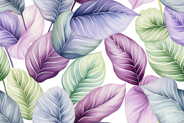 Colorful leaves seamless pattern, background
