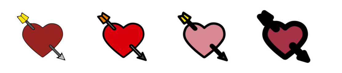 Icones symbole amour message saint valentin coeur fleche relief