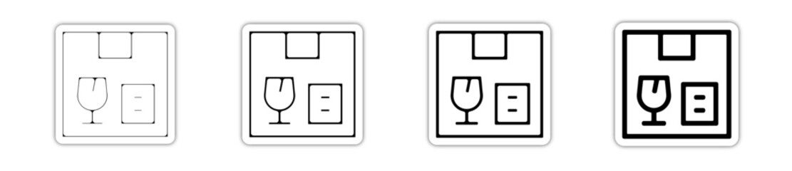 Icones symbole logo colis carton fragile relief