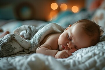 A newborn sleeping lying face down on a bed , Realistic, Zoom shot, by camera Sony FE 90mm f/2.8 Macro G OSS, --ar 3:2 --v 6 Job ID: fa21e345-3f60-4226-8544-5425b012ae81