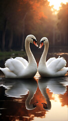 two swans on the lake