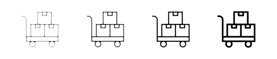 Icones symbole logo colis livraison logistique chariot a roulette colis