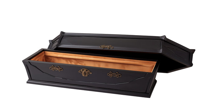 open black coffin, isolated on transparent background - Powered by Adobe