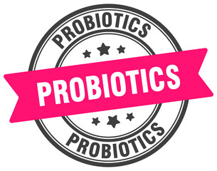 probiotics stamp. probiotics label on transparent background. round sign