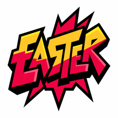 The word EASTER in street art graffiti lettering vector image style on a white background. - obrazy, fototapety, plakaty