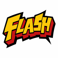 Obraz premium The word FLASH in street art graffiti lettering vector image style on a white background.