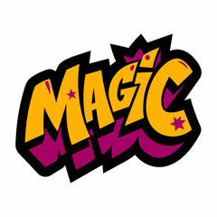 The word MAGIC in street art graffiti lettering vector image style on a white background.