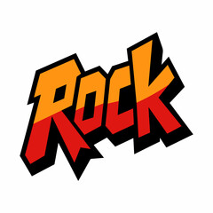 The word ROCK in street art graffiti lettering vector image style on a white background.
