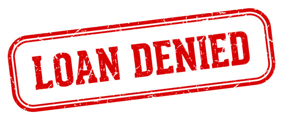 loan denied stamp. loan denied rectangular stamp on white background - obrazy, fototapety, plakaty