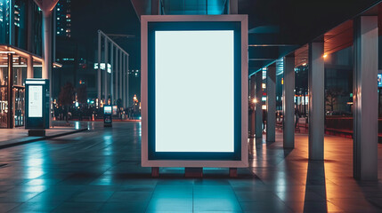 Display, blank clean screen or signboard mockup for offers or advertisement in public area - obrazy, fototapety, plakaty
