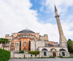 Fototapeta na wymiar Ayasofya or Hagia Sophia, formerly a Greek Orthodox church, currently converted to Mosque, located in Sultanahmet Square, Istanbul, Turkey