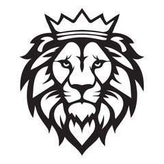 Obraz premium lion wearing crown iconic logo vector illustration
