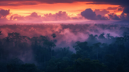 Beautiful and stunning majestic landscape of the tropical rainforest