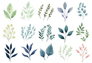 Set watercolor design elements of roses collection garden navy blue flowers, leaves, gold branches
Generation AI