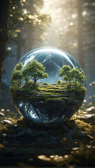 Beautiful Nature beauty captured in a glowing sphere, Ai photo.