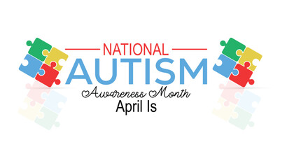 Vector illustration on the theme of National Autism Awareness Month observed each year during April banner, Holiday, poster, card and background design.