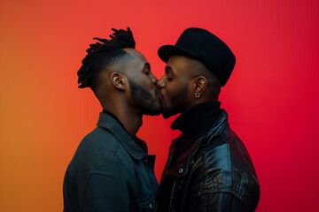 Affection Captured of a Passionate Kiss Between Homosexual Partners