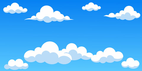 Blue sky with clouds. Vector background.