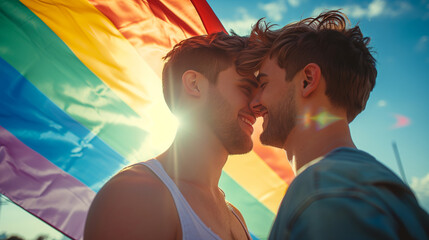 In the Glow of Happiness Affectionate Gay Men Under the Sun