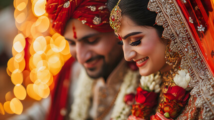 Portrait of an Indian bride and groom