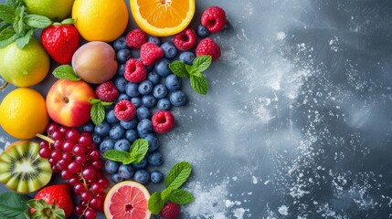 Naklejka na ściany i meble Simple compositions with assorted fruits