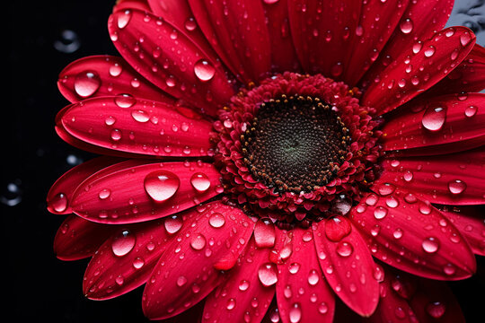 Сlose up of gerbera flower with water drops
Generation AI