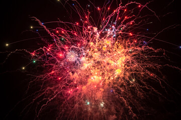 Fototapeta na wymiar New Year's fireworks. Selective focus.