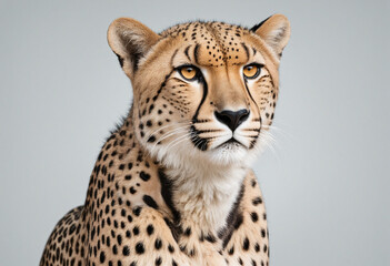 Cheetah sitted, isolated, front view, transparent background, wild cat 