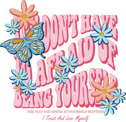 psychedelic groovy slogans butterfly flowers pink 