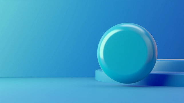 Minimalistic Blue Button Design: 3D Render of a Simplistic Yet Striking Button on a Monochromatic Background, Symbolizing Clarity and Directness in User Interface