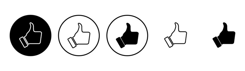 Thumbs up icon set. Hand like. Like icon vector.