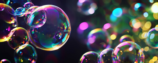 Floating Soap Bubbles in the Air