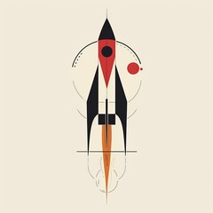 A minimalist rocket ship, symbolizing exploration and innovation, perfect for startups or educational programs. 
