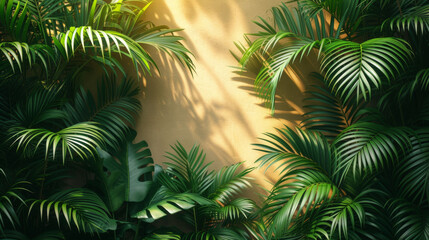 Tropical Greenery Shadows - Sunlit Foliage on Wall