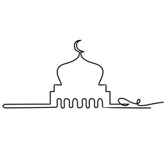 Mosque one continuous line drawing

