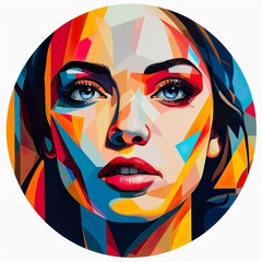Multi color abstract art of woman face 
