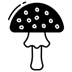 Amanita pantherina glyph and line vector illustration