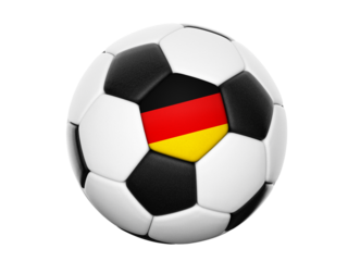 Football soccer ball with colours of Germany isolated on transparent white background