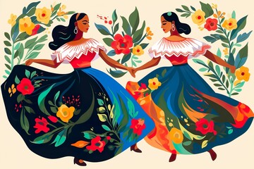 beautiful colombian folk dance illustration 