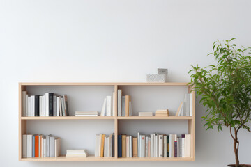 
An uncluttered bookshelf with a small selection of books arranged neatly, exemplifying a...