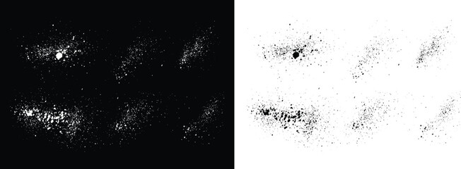 Collection of bloody grunge splatter handprint black and white paint brush stroke isolated background box. Set of blood paint black and white vector splash brush stroke splatter