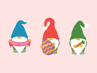 Happy Easter. Easter gnomes. Vector