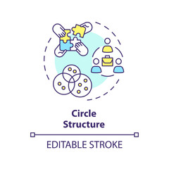 Circle structure multi color concept icon. Self-organizing circles with clear purpose. Cooperation. Round shape line illustration. Abstract idea. Graphic design. Easy to use in promotional material
