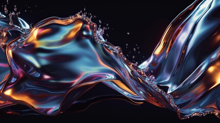 Colorful Liquid Splash on Black Background