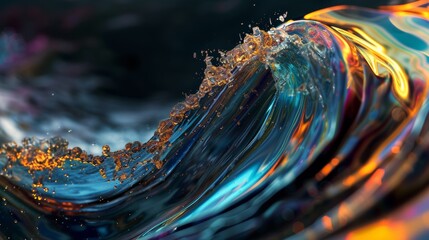 A Colorful Wave of Liquid on a Black Background