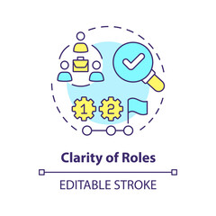 Transparency and clarity of roles multi color concept icon. Clear requirements for employees. Round shape line illustration. Abstract idea. Graphic design. Easy to use in promotional material