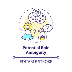 Potential role ambiguity multi color concept icon. Insufficient information to complete tasks. Round shape line illustration. Abstract idea. Graphic design. Easy to use in promotional material