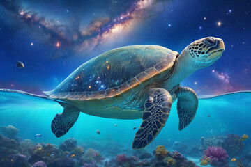 Fototapeta premium sea turtle swimming in water